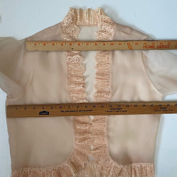 Vintage handmade sleeve lace ruffle detail mesh top bohemia, Victorian - Picture 4 of 12